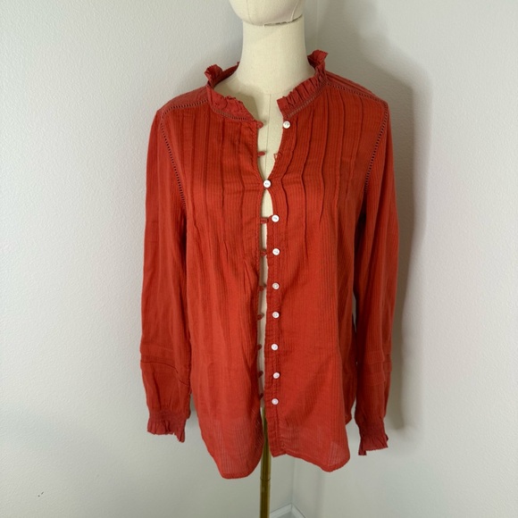[Faherty] Women's Rust Button Down Blouse - Size M - Picture 1 of 7
